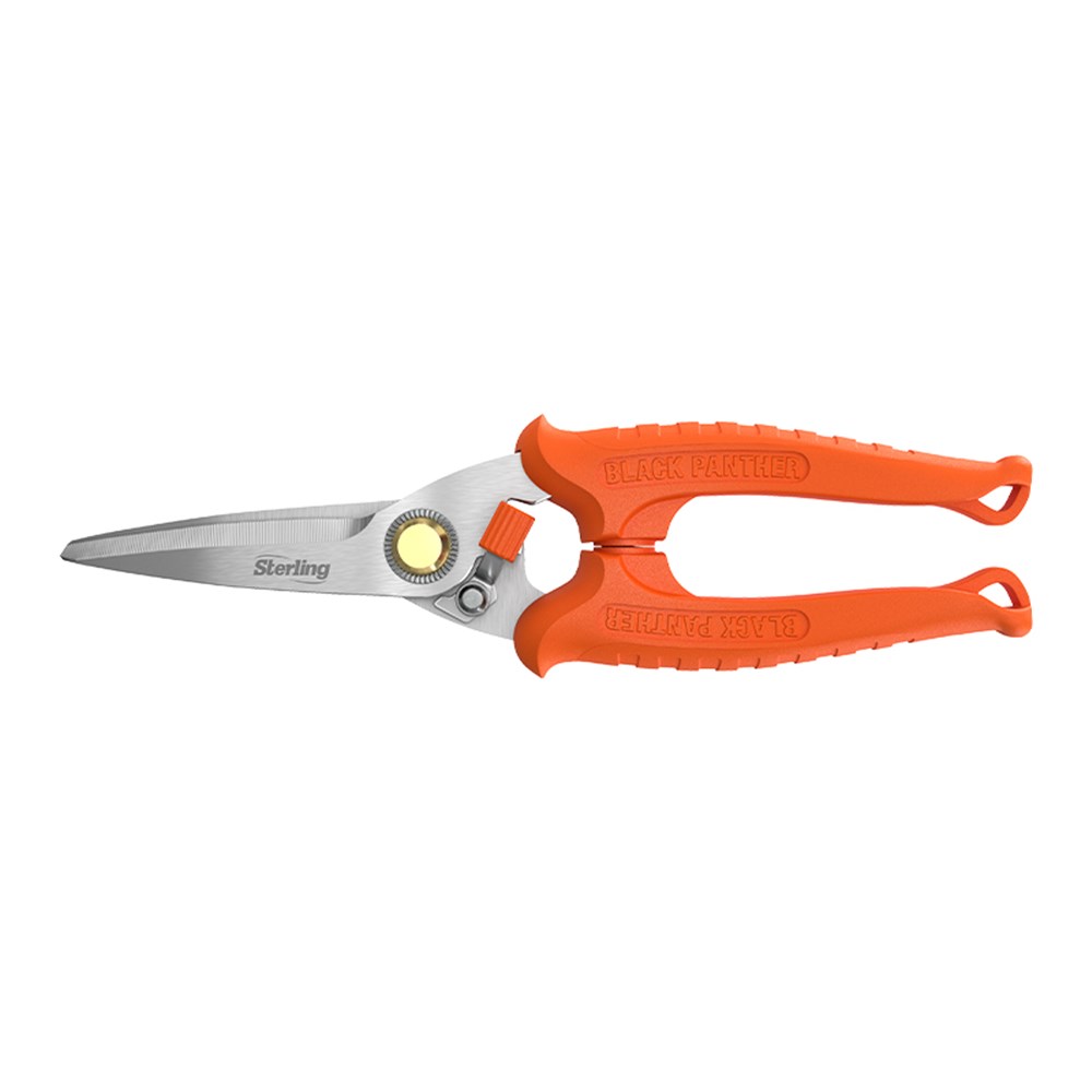 [170-29-705B] 200mm Black Panther: Round Tip Industrial Snips | Safety Orange OPP Bag