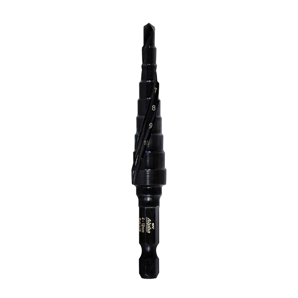 ThunderMax Step Drill Spiral Flute 4-12mm Metric Impact Shank Carded