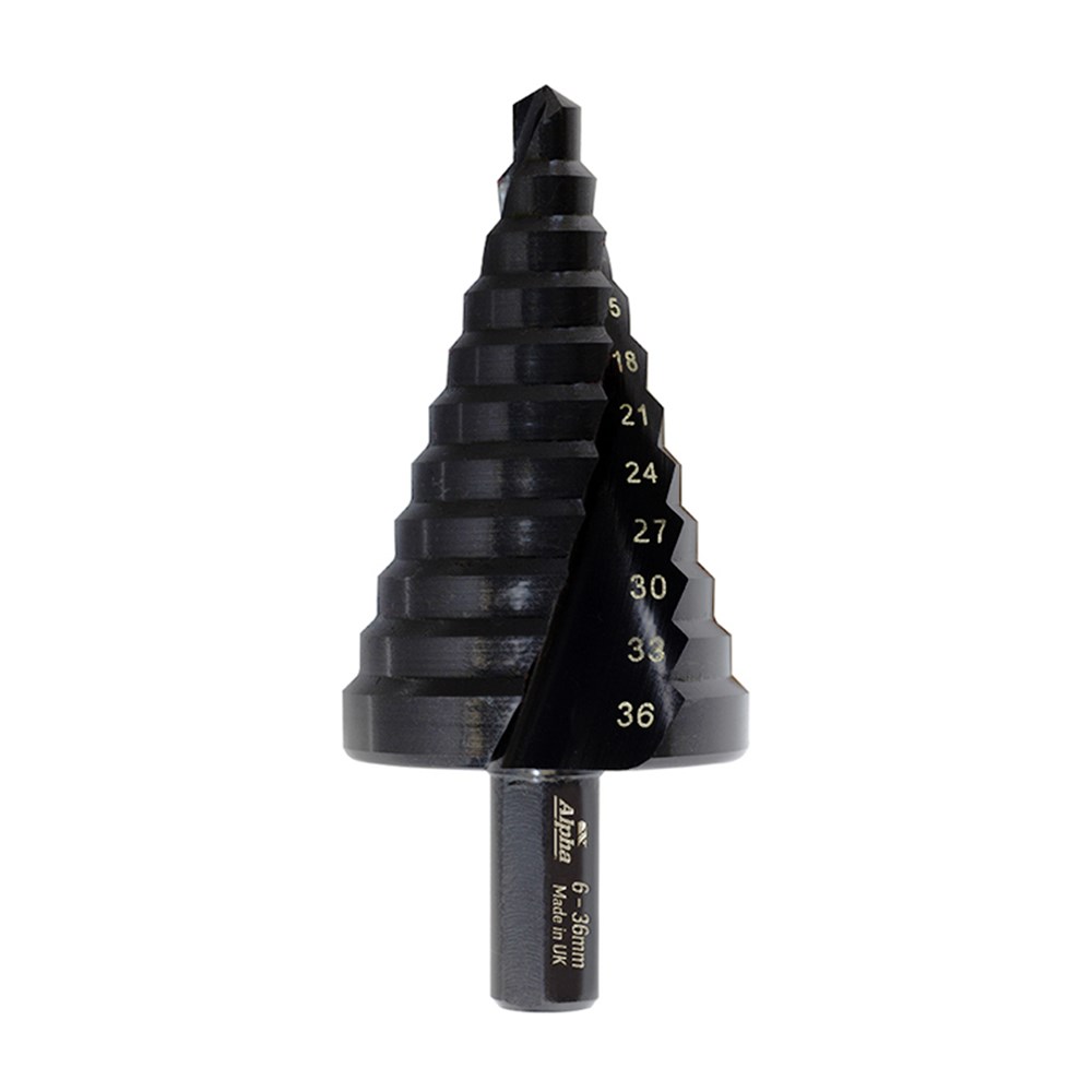 ThunderMax Step Drill Spiral Flute 6-36mm Metric Carded