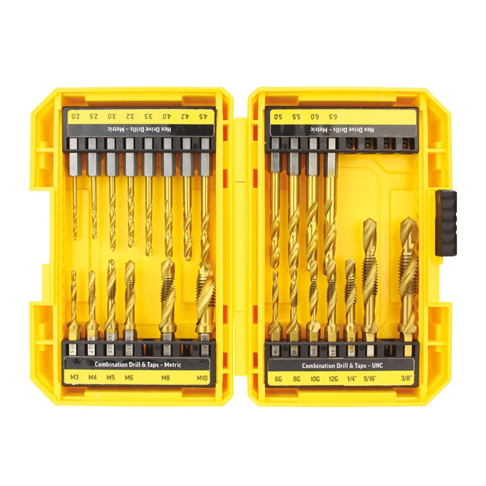 [170-CDT25PB] Alpha Combination Drill Tap Set with Hex Shank Drills - Gold Series - 25 Piece