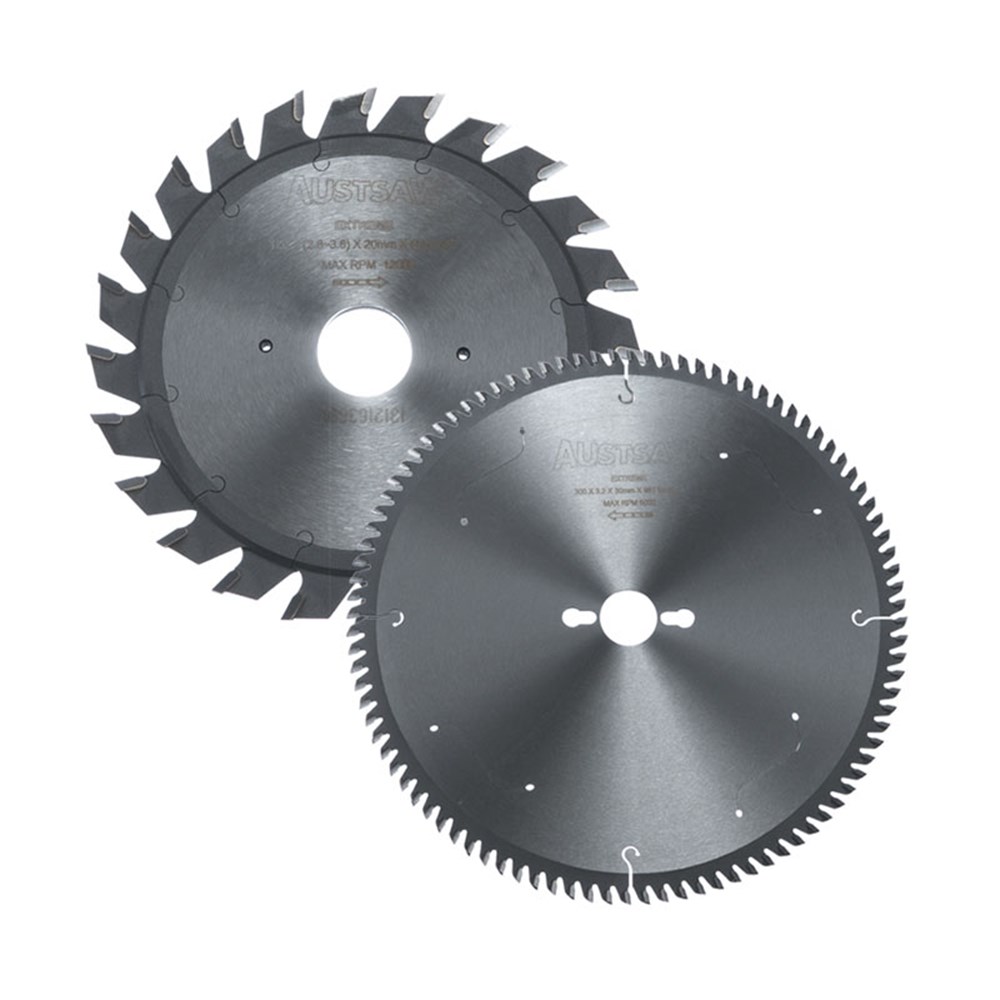 [170-PSS3020] Austsaw - 300mm(12in) 120mm Panel Saw And Scribe Blade Set - 30/20mm Bore - 96/24 Teeth
