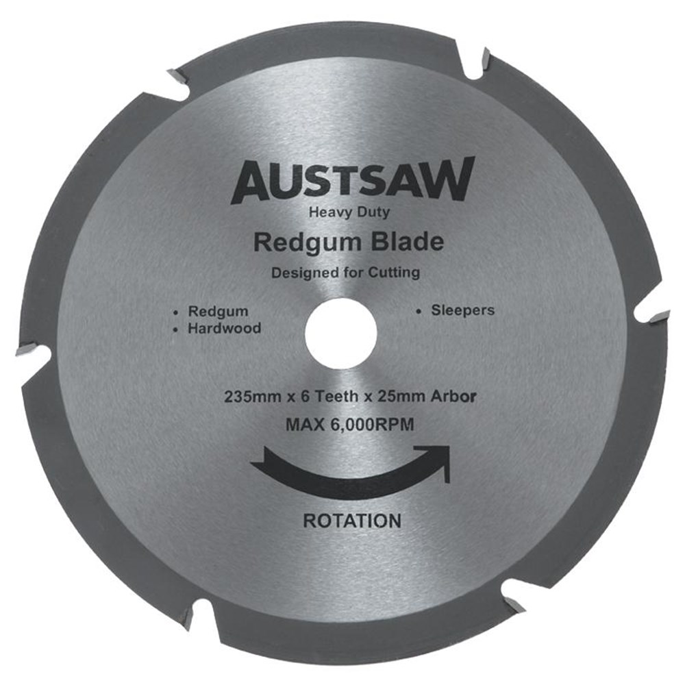 [170-RG235256] Austsaw - 235mm (9 1/4in) Redgum Sleeper Blade - 25mm Bore - 6T Teeth