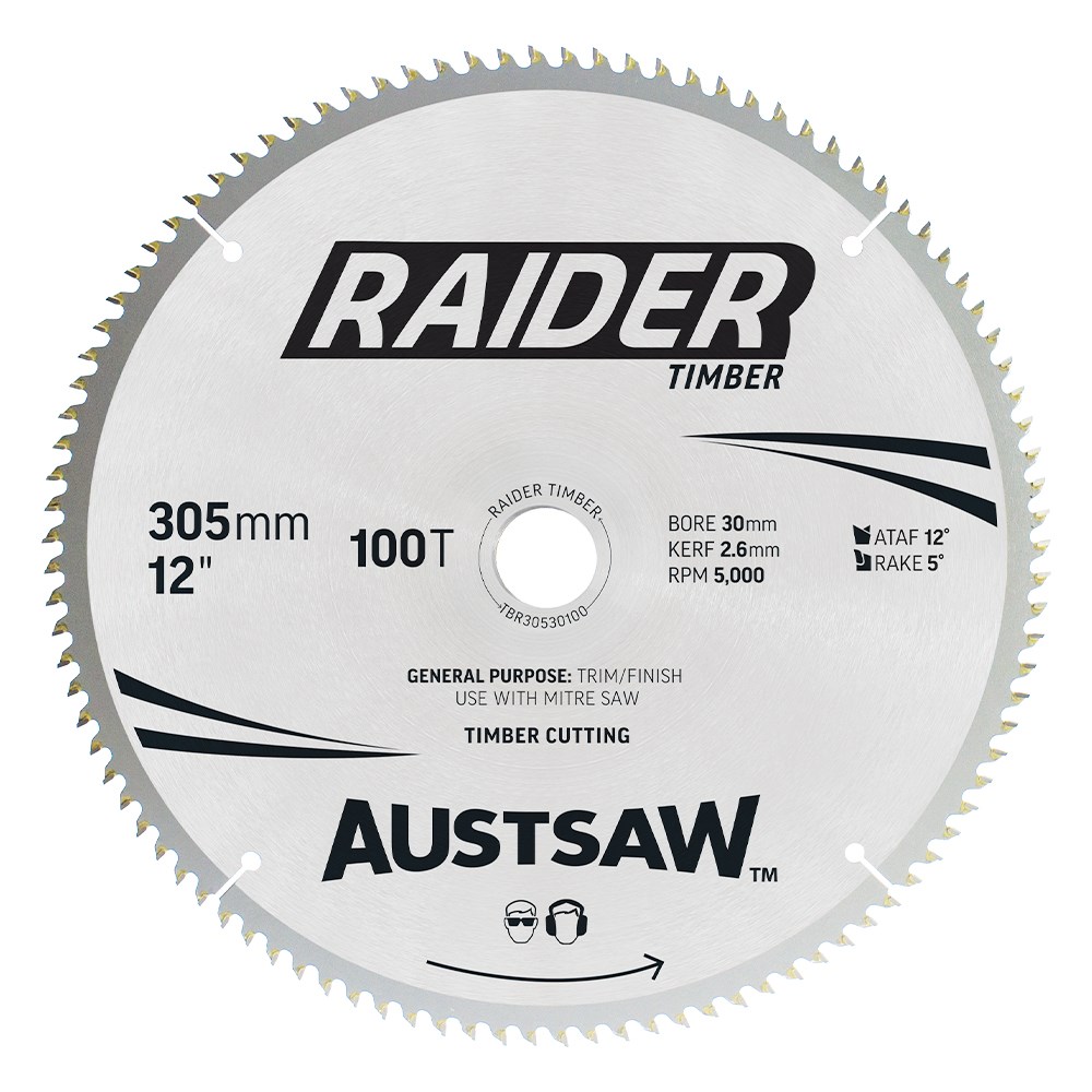Austsaw Raider Timber Blade 305mm x 30 Bore x 100 T Thin Kerf