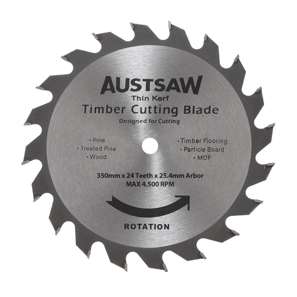 Austsaw - 350mm (14 Inch Thin Kerf Timber Blade - 25.4mm Bore - 24 Teeth