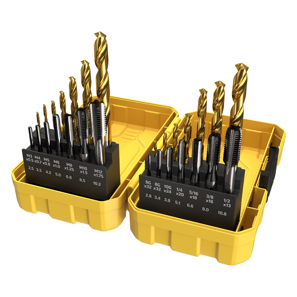 28 Piece | Alpha Drill and Tap Metric & UNC Tuffbox Pro Set | Bonus 120ml Lubricant