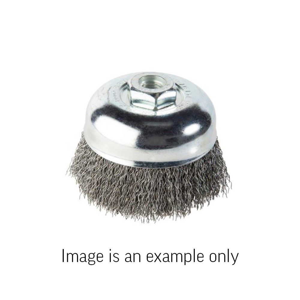 Cup Brush Crimped Wire High Carbon Steel 75mm Dia M14 with M10 Adaptor