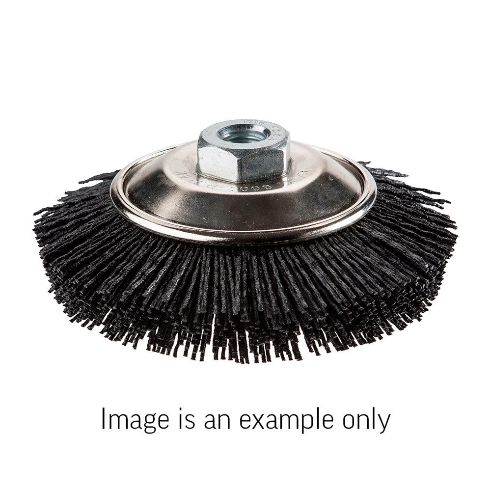 Dish Brush Nylon #80 Grit Silicon Carbide 100mm Dia M14 - Carded
