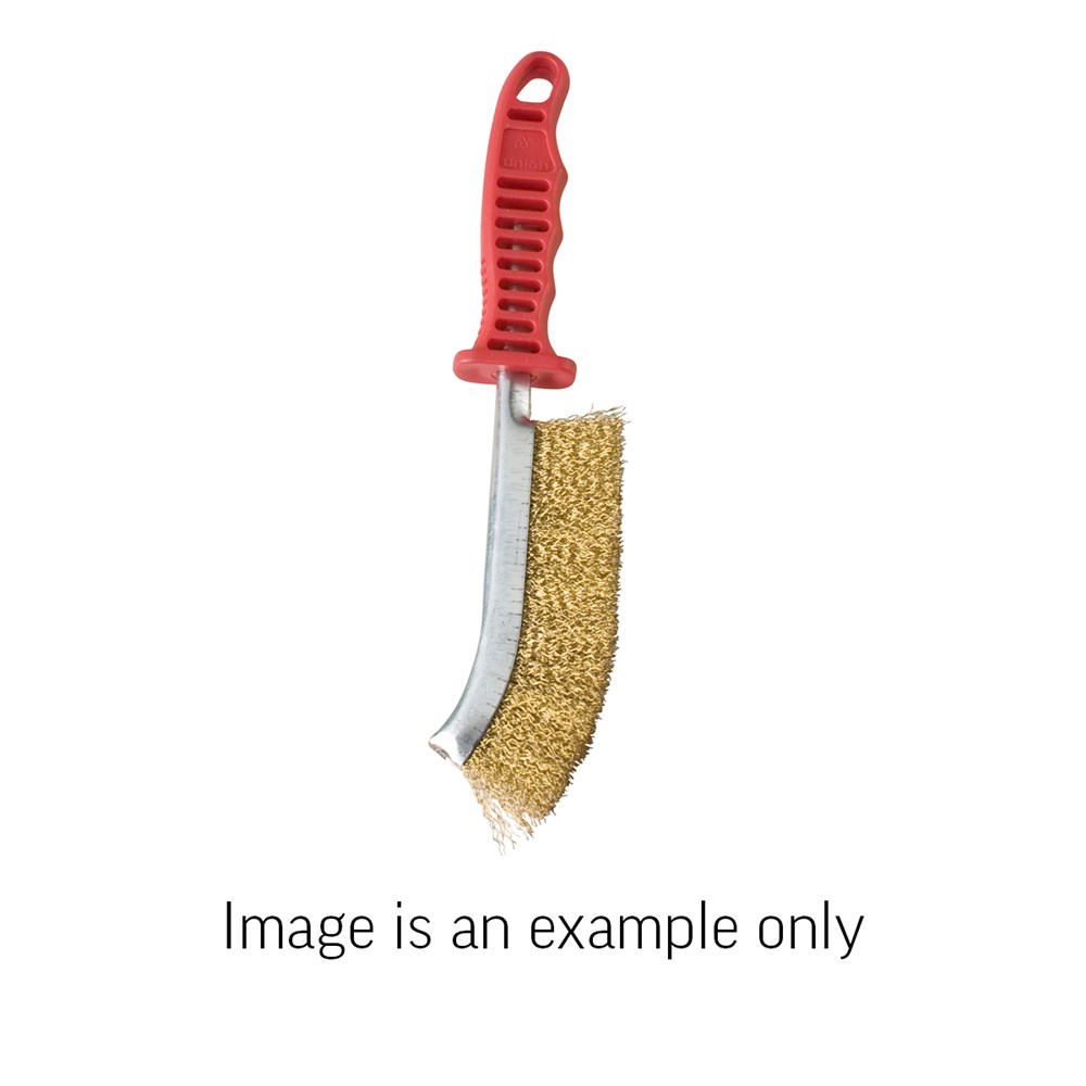 Hand Brush 0.35mm Brass Coated Steel Wire Red Plastic Handle