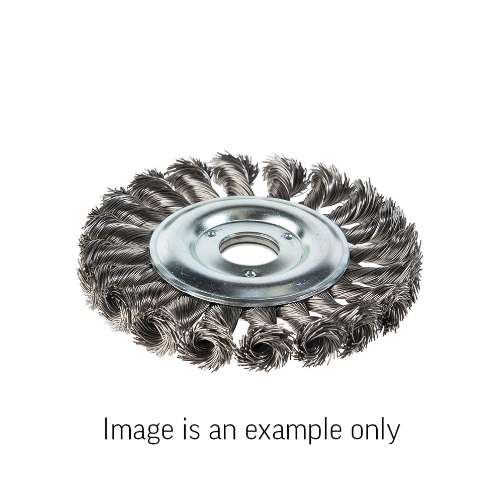 Wheel Brush Twist Knot High Carbon Steel 0.5mm Wire x 100mm Dia x 16mm Bore - Carded