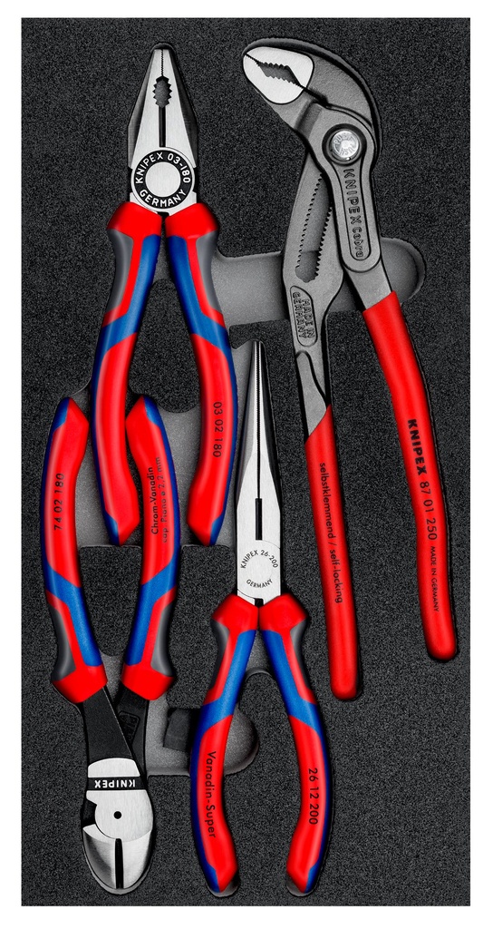 KNIPEX MIXED PLIER FOAM TRAY SET 4PC