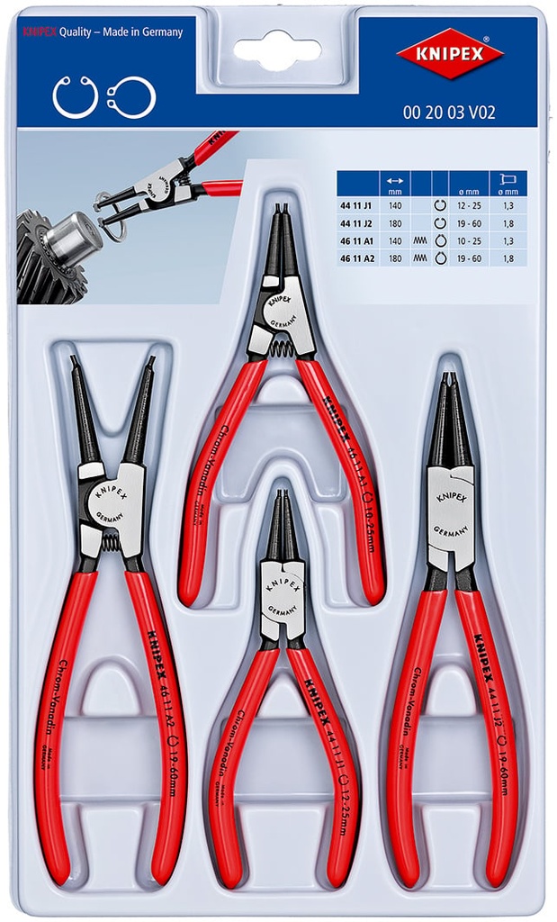 KNIPEX CIRCLIP PLIER SET 4 PIECE