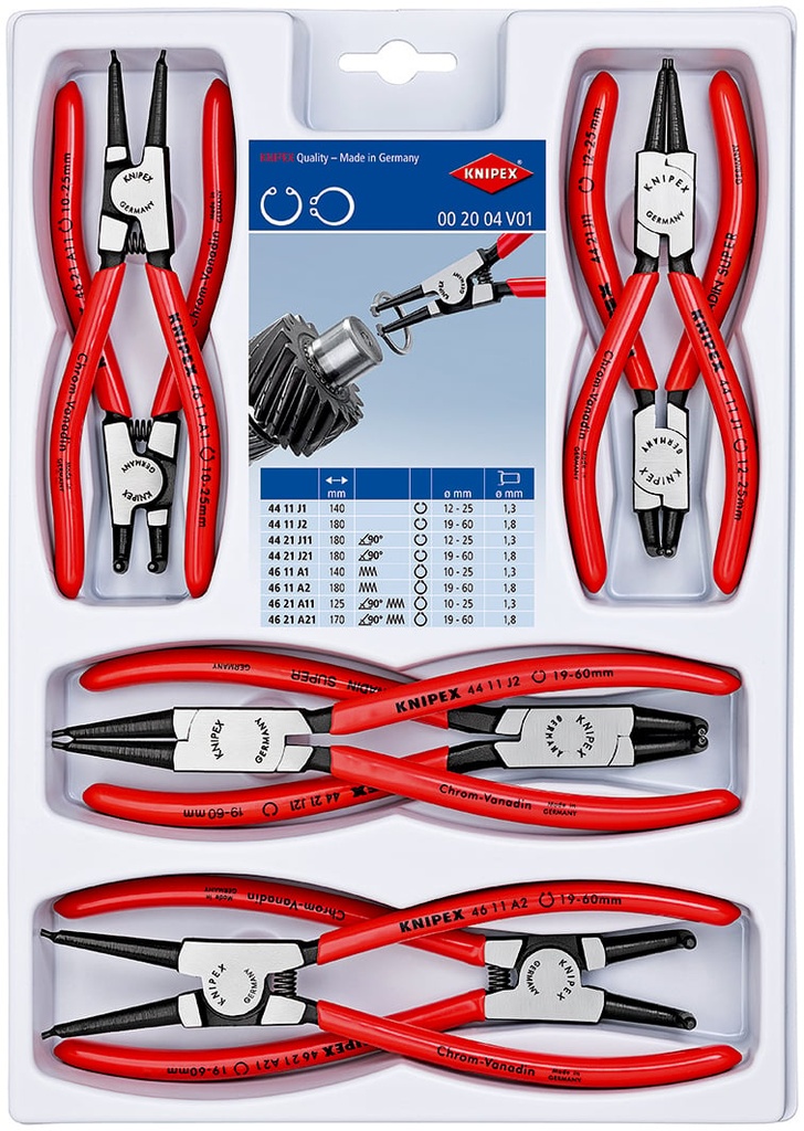 KNIPEX CIRCLIP PLIER SET 8PC