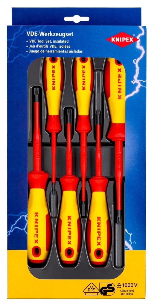 KNIPEX 1000V +/- SDRIVER SET 6PC (AF)