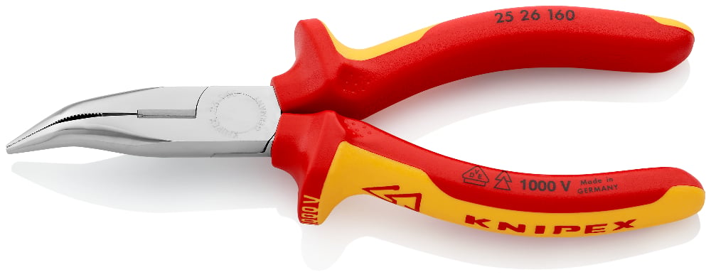 [180-2526160] KNIPEX 1000V SNIPE NOSE PLIER BENT 160MM