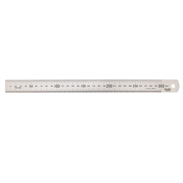 300M Stainless Steel Single Sided Rule Metric - 300mm
