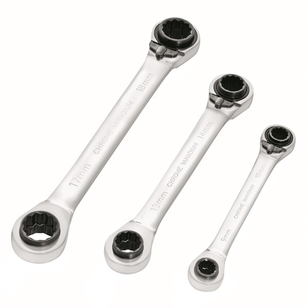 [180-301821] 301821 Ratchet Wrench Set Dual Head - Metric 3 Pc. 8-19mm