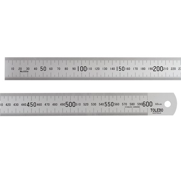 600M Stainless Steel Single Sided Rule Metric - 600mm