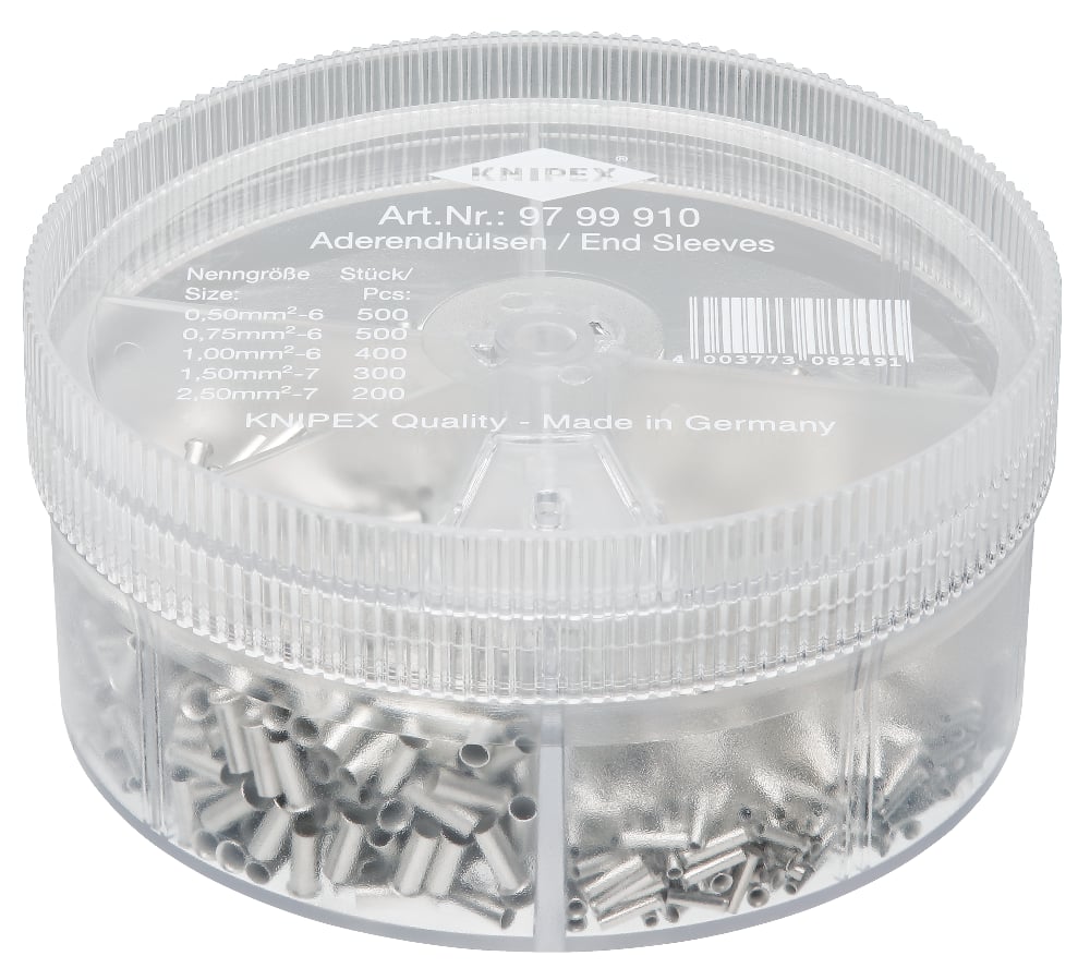 [180-9799910] KNIPEX ASSOR BOX SINGLE END SLEEVES (AF)