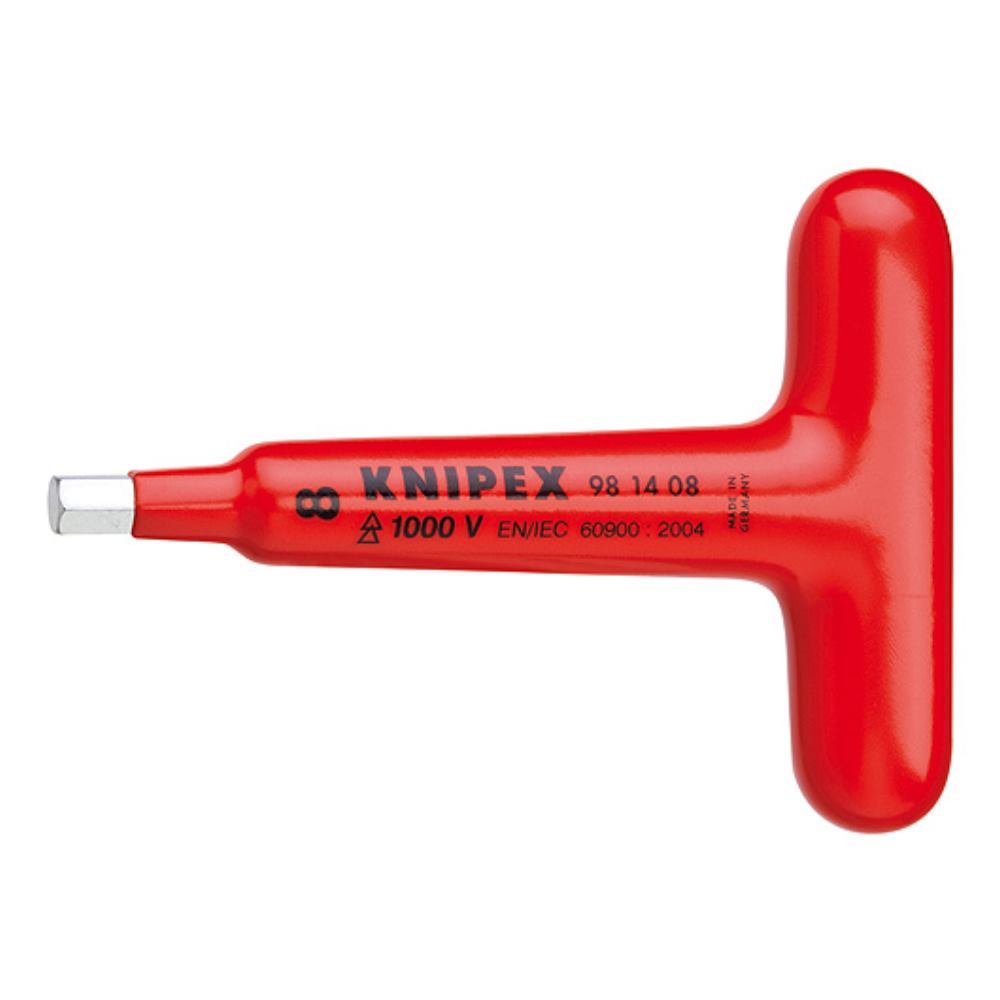 [180-981408] KNIPEX KEY HEX T HANDLE 1000V 98-14-08MM