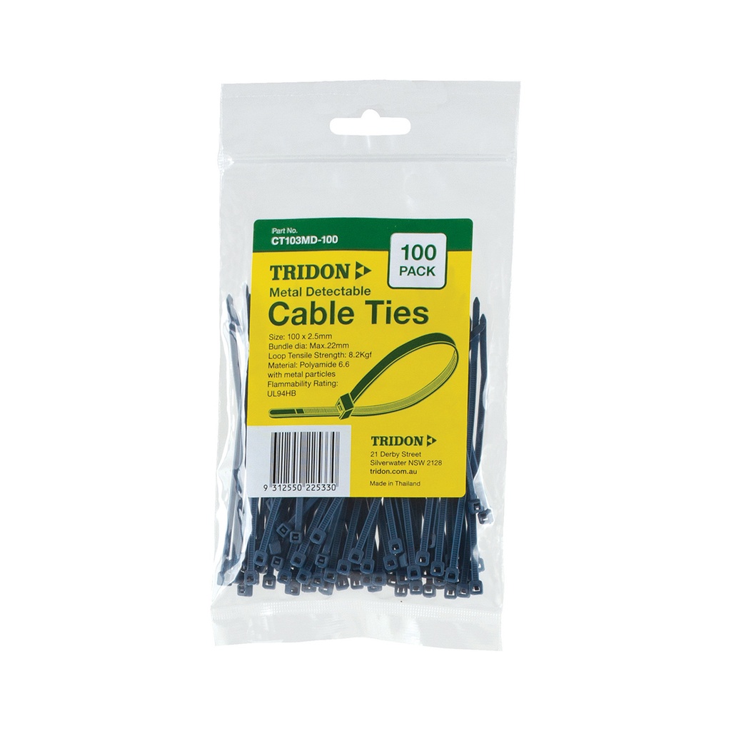 [180-CT103MD-100] CT103MD-100 Cable Tie - Metal Detectable