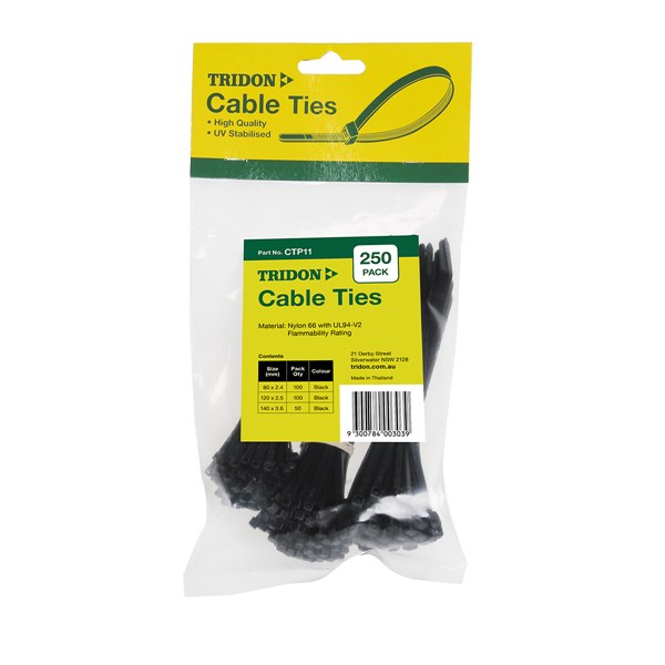 [180-CTP11] CTP11 Cable Tie Combo Pack - Black