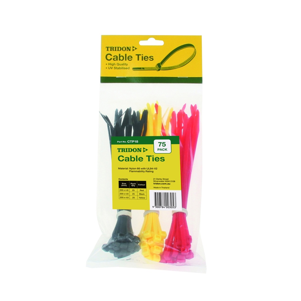[180-CTP18] CTP18 Cable Tie Combo Pack - Assorted Colours