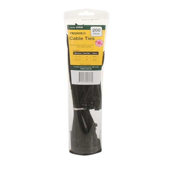 CTP27 Toothpaste Tube Cable Tie Combo Pack- Black