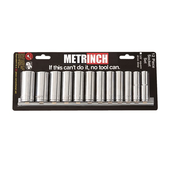 MET-0330 Deep Wall Socket Set 3/8 Inch Drive 12 Piece