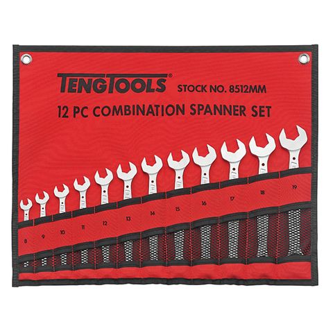 [486-TE-8512MM] TENG 12 PIECE ANTISLIP COMBINATION SPAN SET W/WALLET 8-19MM