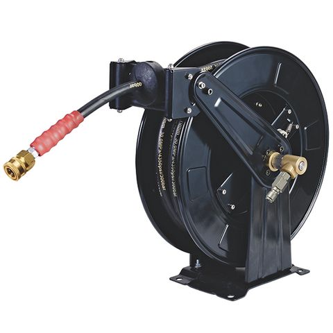 [486-TM541-031] PRESSURE WASHER HOSE REEL RETRACTABLE WITH 19M X 3/8" STEEL BRAIDED HOSE