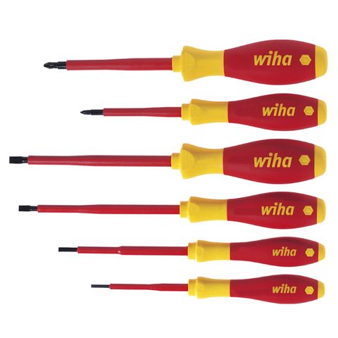 [486-WH-25477] 6 PIECE SCREWDRIVER SET, SLOTTED & POZIDRIVE, SOFTFINISH, VDE 1000V INSULATED