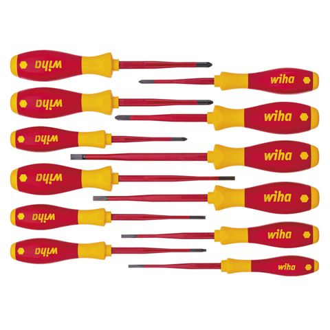 [486-WH-41003] 12 PIECE SLIMFIX SCREWDRIVER SET, ASSORTED, VDE 1000V INSULATED