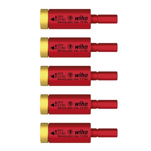 [486-WH-41479] 5 PIECE EASYTORQUE ADAPTER SET, FOR SLIMBITS AND SLIMVARIO HOLDER, VDE 1000V INSULATED