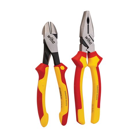 [486-WH-41926] 2 PIECE PLIER SET, 41250 220MM LINEMAN'S PLIERS & 26754 200MM SIDE CUTTERS, VDE 1000V INSULATED
