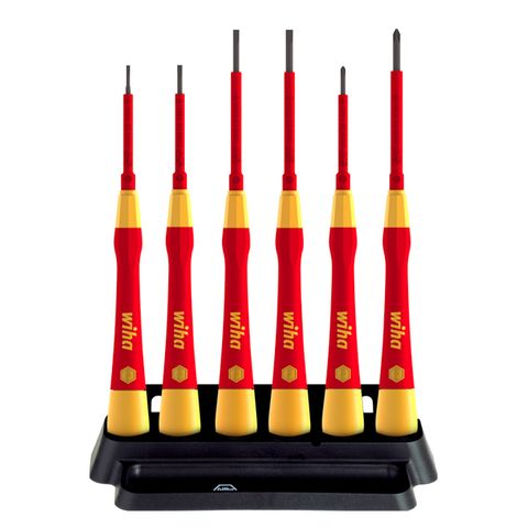 [486-WH-42989] 7 PIECE FINE SCREWDRIVER SET, PICOFINISH, SLOTTED & PHILLIPS, INC. HOLDER, VDE 1000V INSULATED