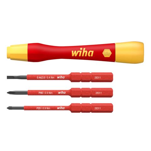 [486-WH-43167] 4 PIECE FINE SCREWDRIVER SET, PICOFINISH SLIMVARIO WITH SLIMBITS, VDE 1000V INSULATED