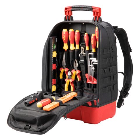 [486-WH-45528] TOOL BACKPACK ELECTRIC, 28PC, ONE. ALWAYS. EVERYWHERE. THE TOOL BACKPACK