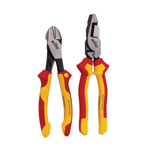 [486-WH-45960] 2 PIECE PLIER SET, 220MM CROSS CUT PLIERS & 200MM SIDE CUTTERS, VDE 1000V INSULATED
