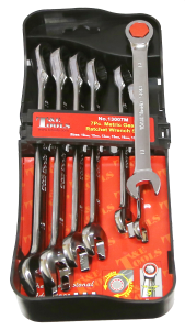 [59E-13007M] 7 Piece Metric Gear Ratchet Wrench Set 10-19mm