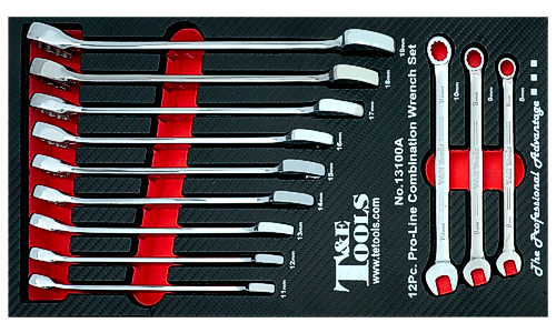 [59E-13100A] 12 Piece  Metric Combination Wrench Set 8-19mm in EVA Tray