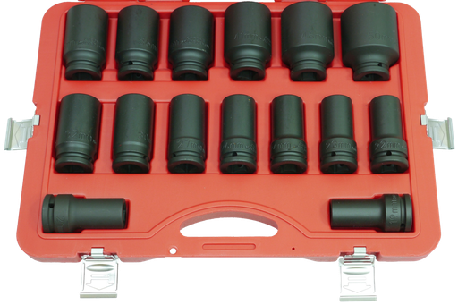 [59E-98515LA] 15 Piece  3/4" Dr.Metric Deep.Impact Skt Set 19-50mm
