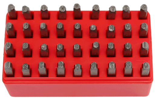 [59E-8930A] 5/32"(4mm) 36 Piece  Number & Letter Punch Set