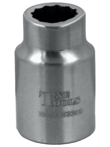 [59E-SS53309] Stainless Steel 9mm  x 3/8" Drive 12 Point Socket 28L