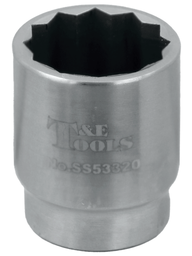 [59E-SS53320] Stainless Steel 20mm x 3/8" Drive 12 Point Socket 32L