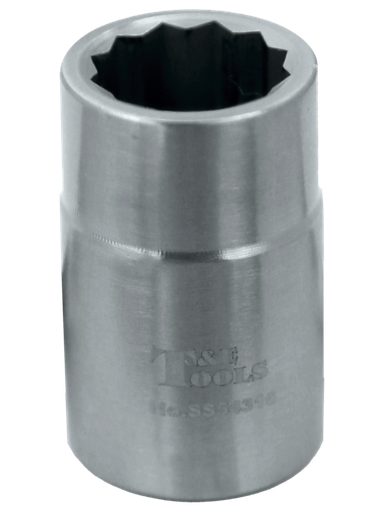 [59E-SS54316] Stainless Steel 16mm x 1/2 Inch Drive 12 Point Socket 40L