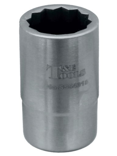 [59E-SS54318] Stainless Steel 18mm x 1/2" Drive 12 Point Socket 42L