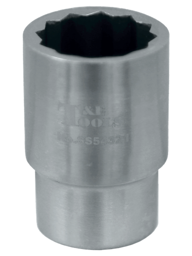 [59E-SS54321] Stainless Steel 21mm x 1/2" Drive 12 Point Socket 43L