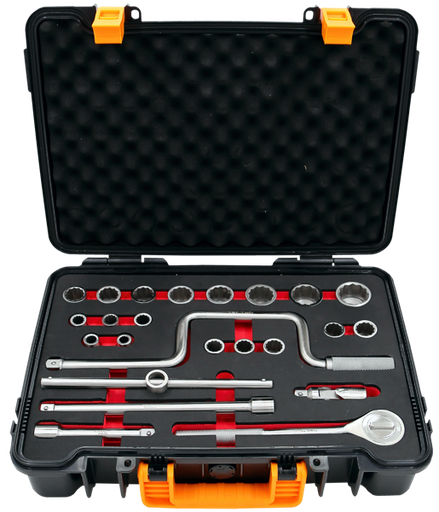 [59E-SS94324] Stainless Steel 24 Piece  1/2" Drive 12 Point Master Metric Socket Set