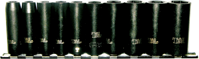 [159-97211] 10 Piece 1/4 Inch Drive SAE Deep Impact Socket S 3/16 Inch .9/16 Inch 