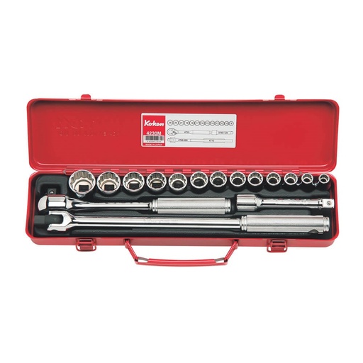 [160-KO4230M] SOCKET SET 1/2 Inch Drive 9-26MM (17PCS) KO4230M